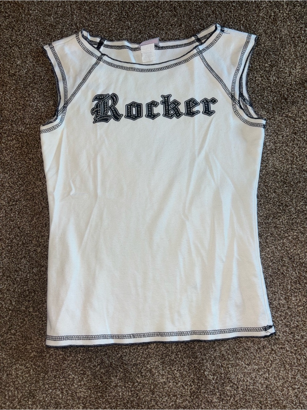 Rocker Graphic White Tank Top